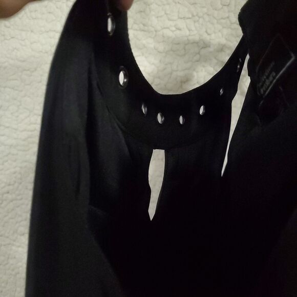 Collection Dressbarn Size 14 Sleeveless Handkerchief Hem Dress Black Gold - Picture 8 of 16